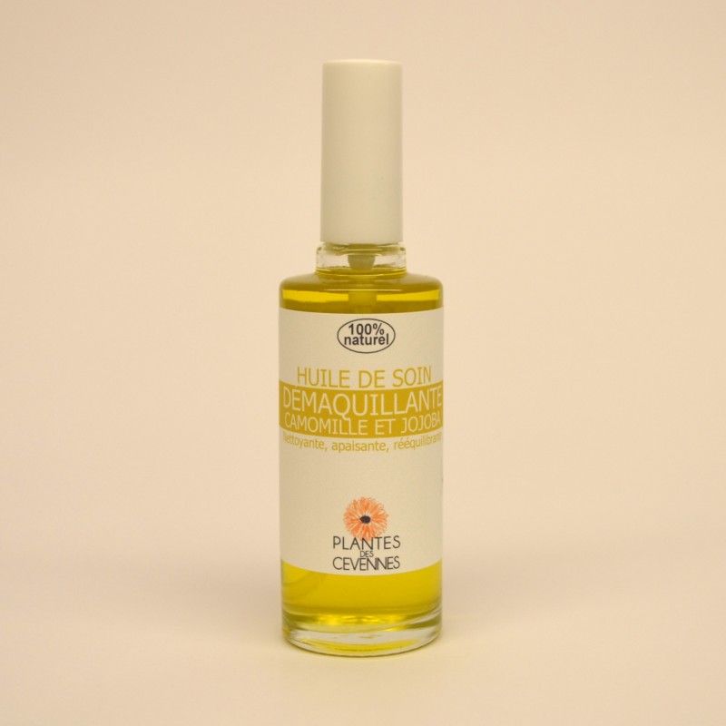 Huile démaquillante camomille et jojoba, nettoyante, apaisante, rééquilibrante