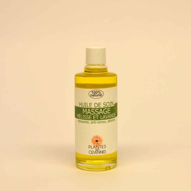 Huile massage Mélisse et Lavande, apaisante, anti-stress et détente