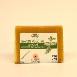 Savon végétal surgras Mélisse Petitgrain bigarade, nettoyant, nourrissant, purifiant